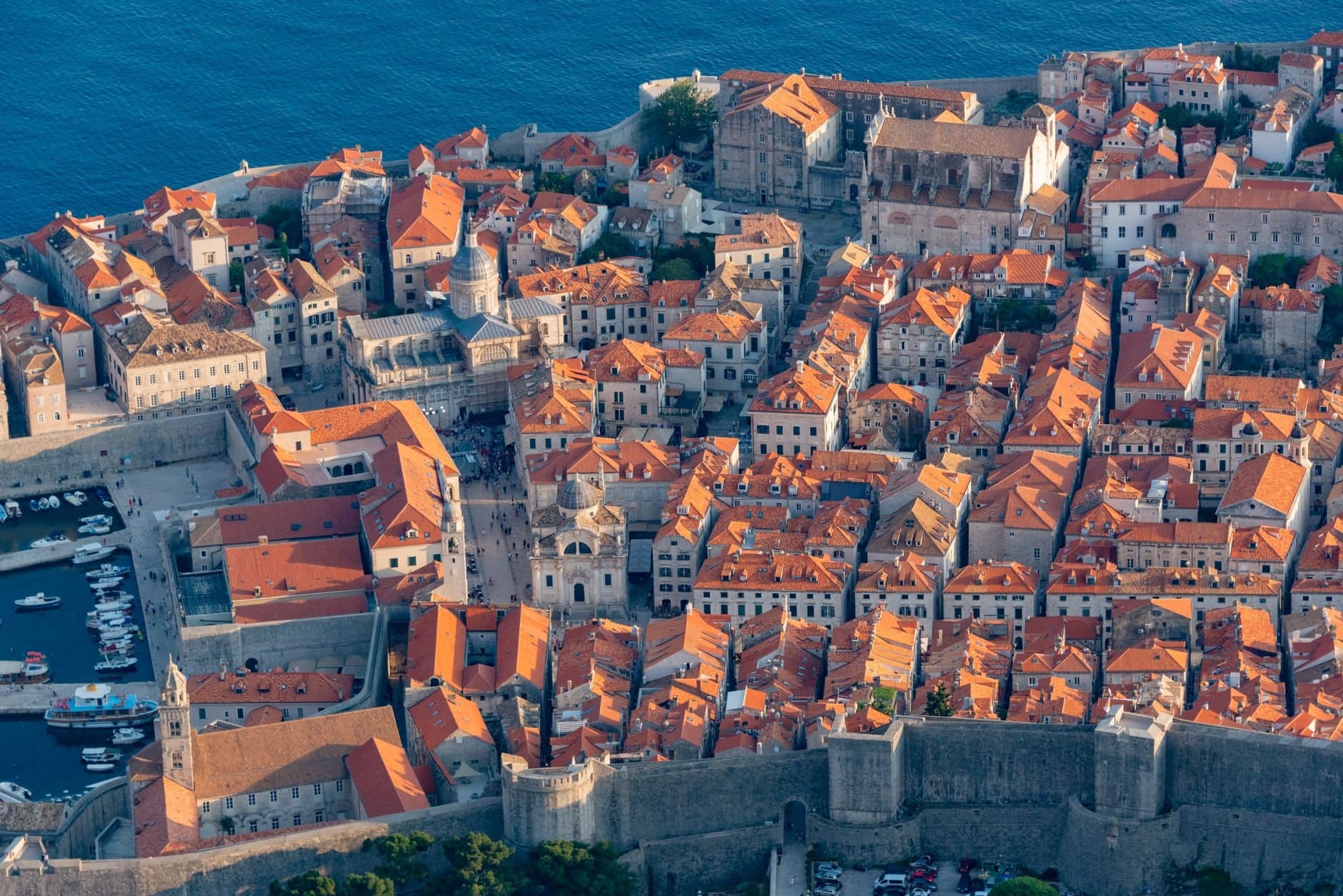 Stunning aerial capture of Dubrovnik's Old Town and majestic Adriatic Sea coastline.